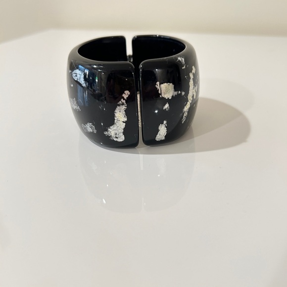 Kenneth Lane Black Lucite Plastic Bangle Bracelet Oval Vintage - Picture 8 of 11